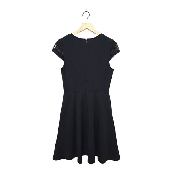 H&M Navy Jersey Crepe Cap Sleeve Lace Mini Dress Sz S - Picture 5 of 9